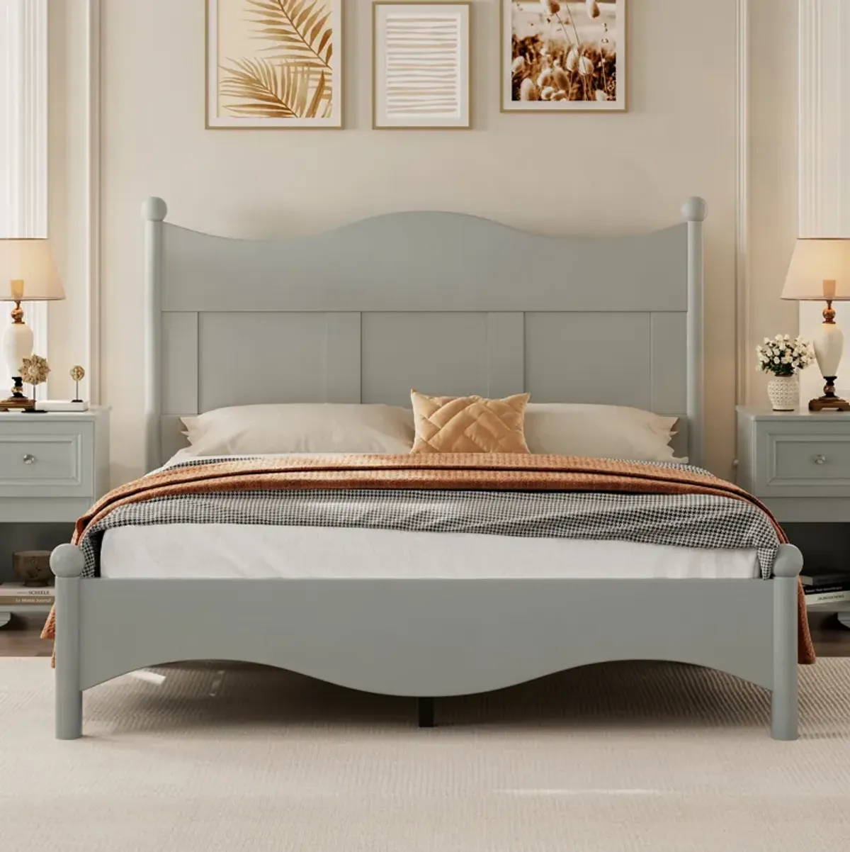 Merax Elegant Design Wood Platform Bed with Headboard