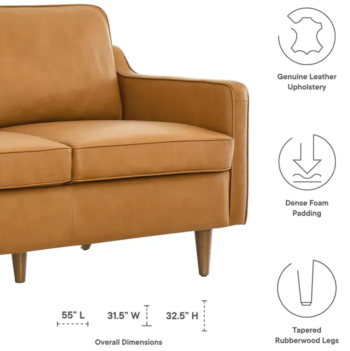 Impart Genuine Leather Loveseat