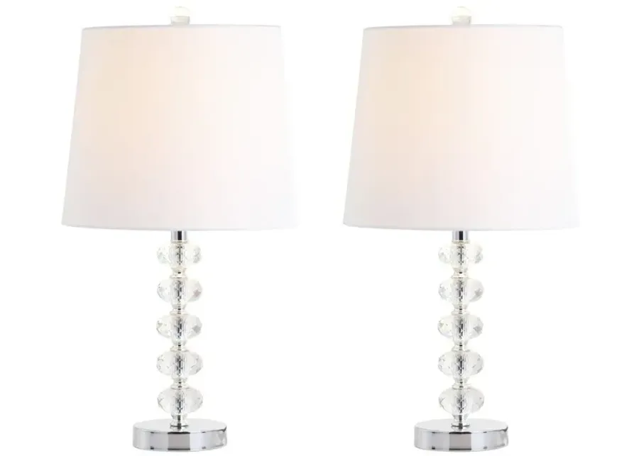 Kevin 22" Glass/Metal LED Table Lamp, Clear/Chrome (Set of 2)