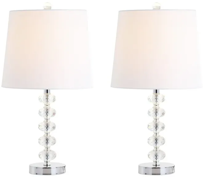 Kevin 22" Glass/Metal LED Table Lamp, Clear/Chrome (Set of 2)