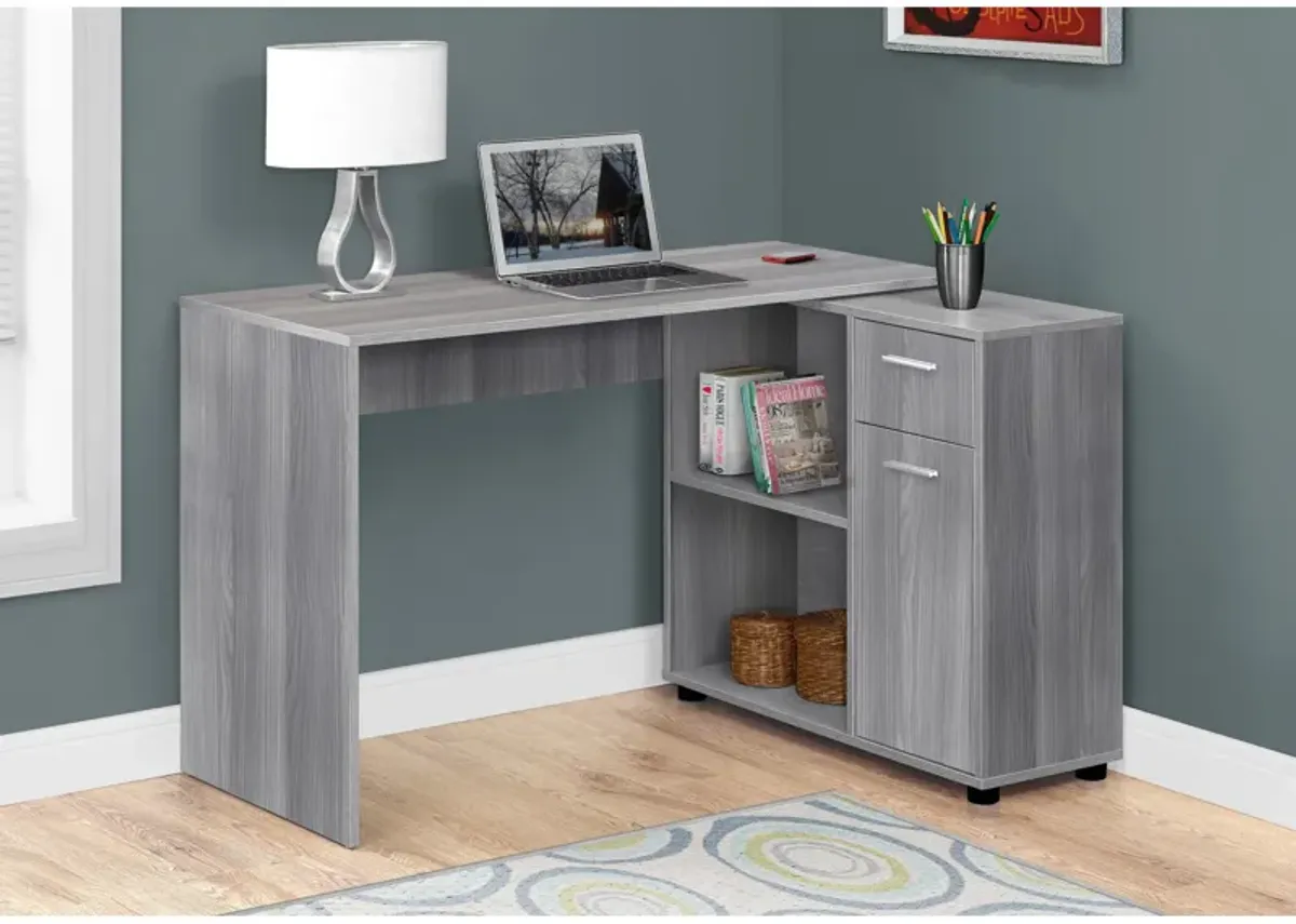 Monarch Specialties I 7351 Computer Desk, Home Office, Corner, Storage Drawers, 46"L, L Shape, Work, Laptop, Laminate, Grey, Contemporary, Modern