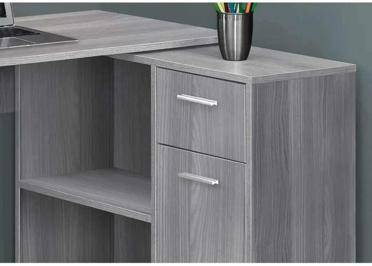 Monarch Specialties I 7351 Computer Desk, Home Office, Corner, Storage Drawers, 46"L, L Shape, Work, Laptop, Laminate, Grey, Contemporary, Modern