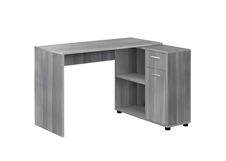 Monarch Specialties I 7351 Computer Desk, Home Office, Corner, Storage Drawers, 46"L, L Shape, Work, Laptop, Laminate, Grey, Contemporary, Modern