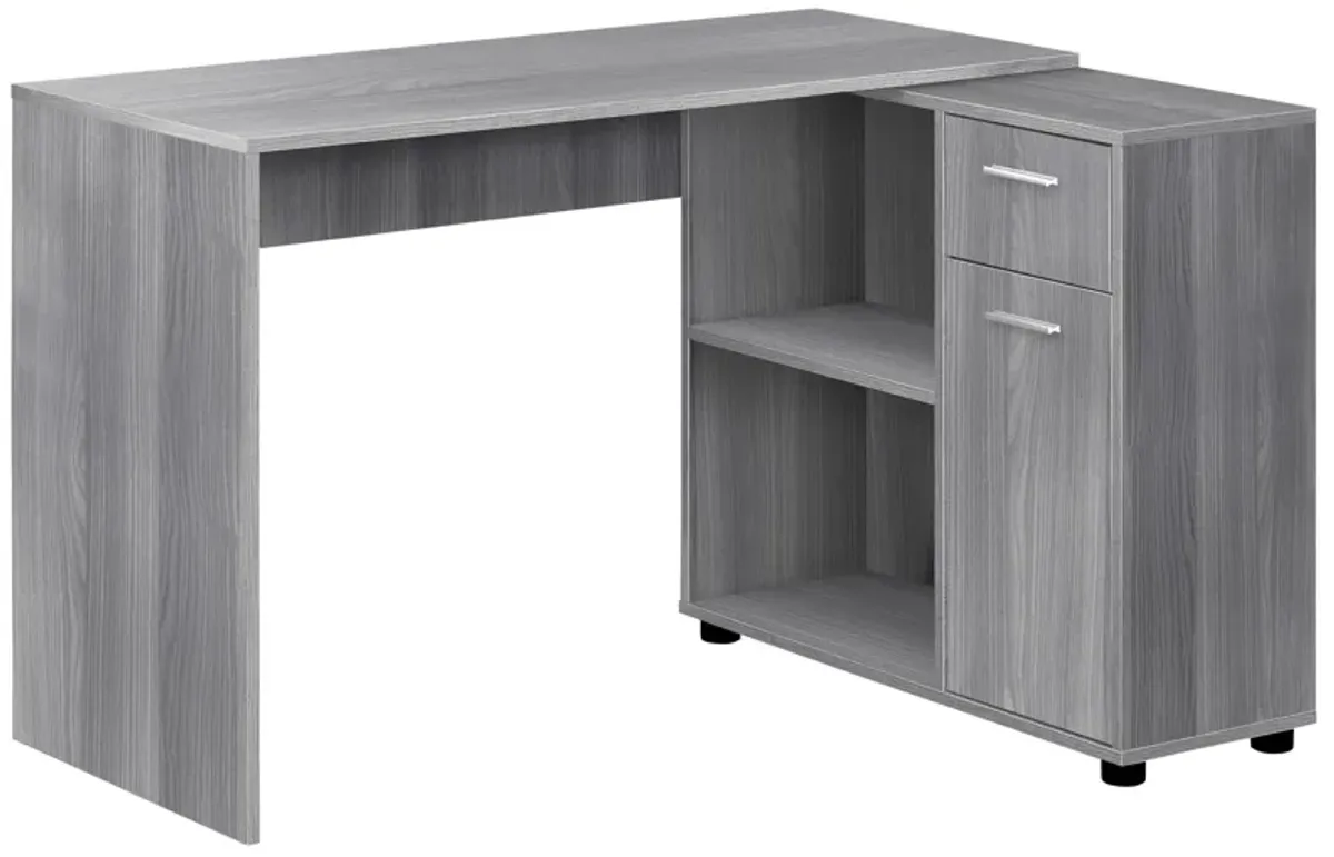 Monarch Specialties I 7351 Computer Desk, Home Office, Corner, Storage Drawers, 46"L, L Shape, Work, Laptop, Laminate, Grey, Contemporary, Modern