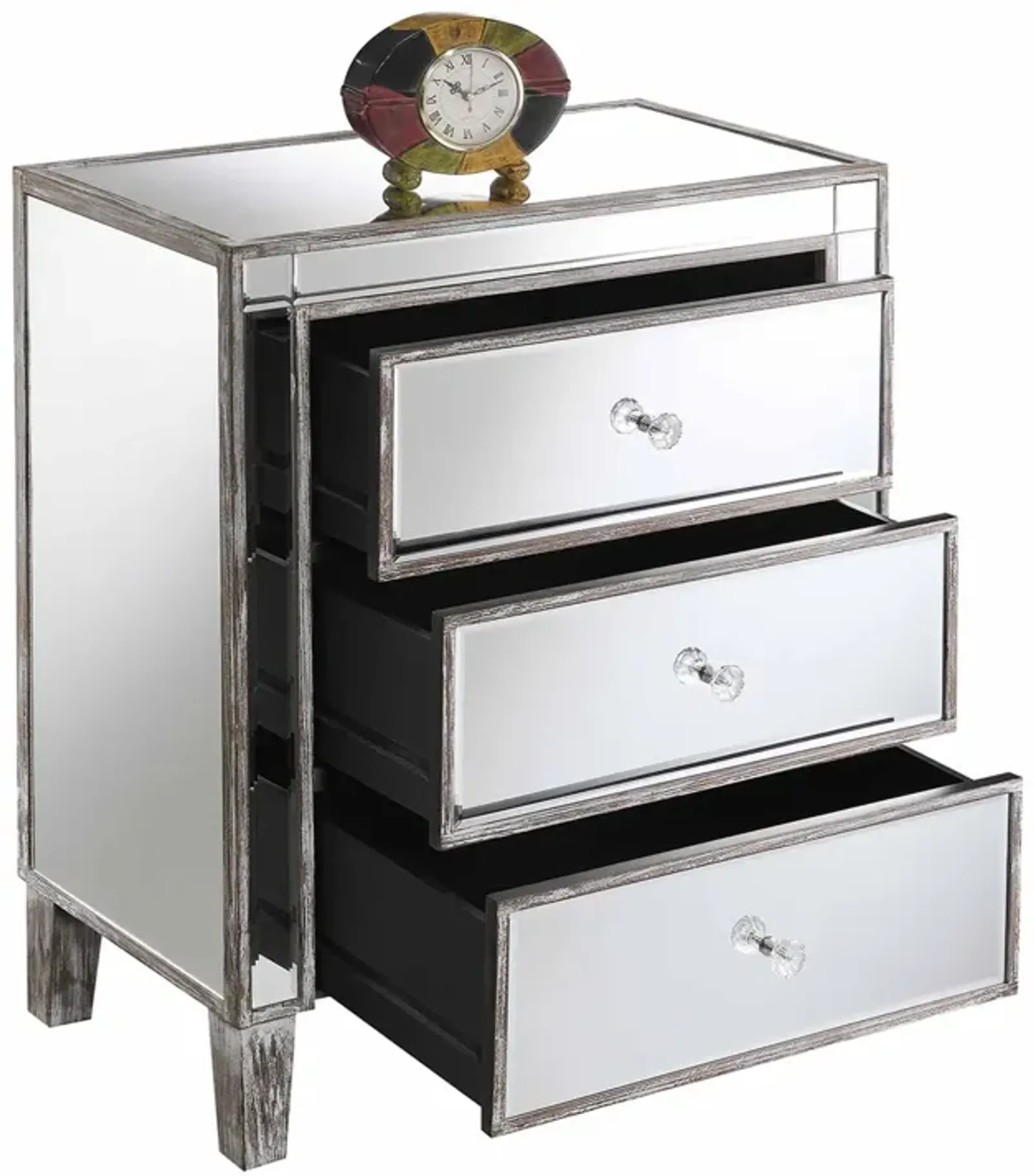 Gold Coast Large Mirrored 3 Drawer End Table