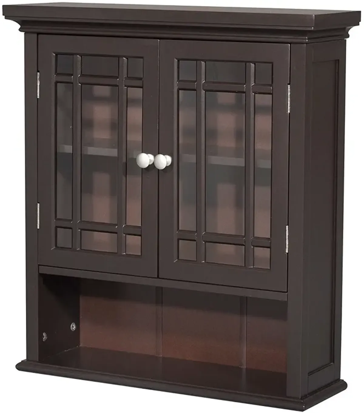 Hivvago Dark Espresso 2-Door Bathroom Wall Cabinet with Open Shelf