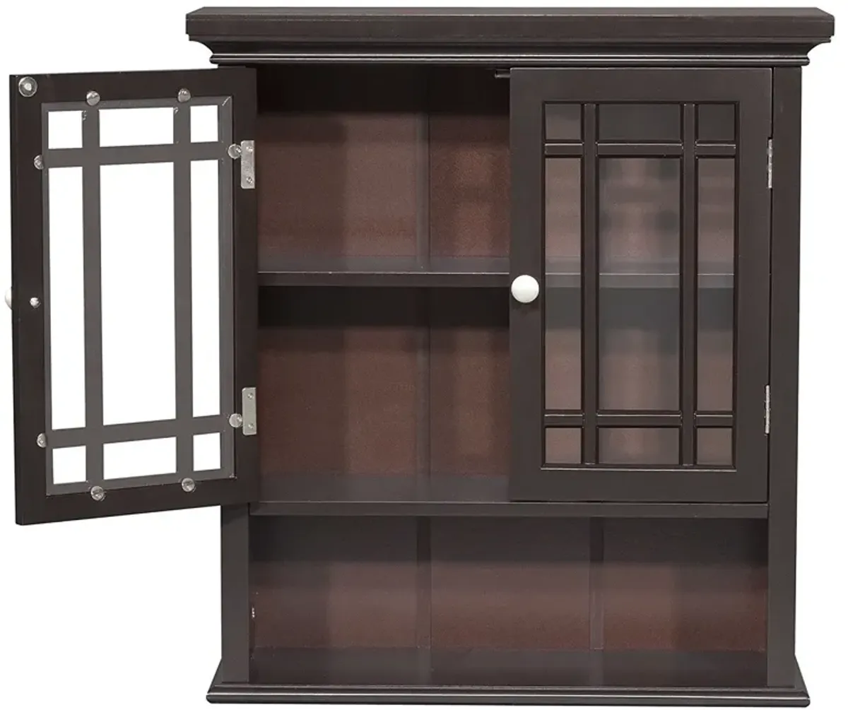 Hivvago Dark Espresso 2-Door Bathroom Wall Cabinet with Open Shelf