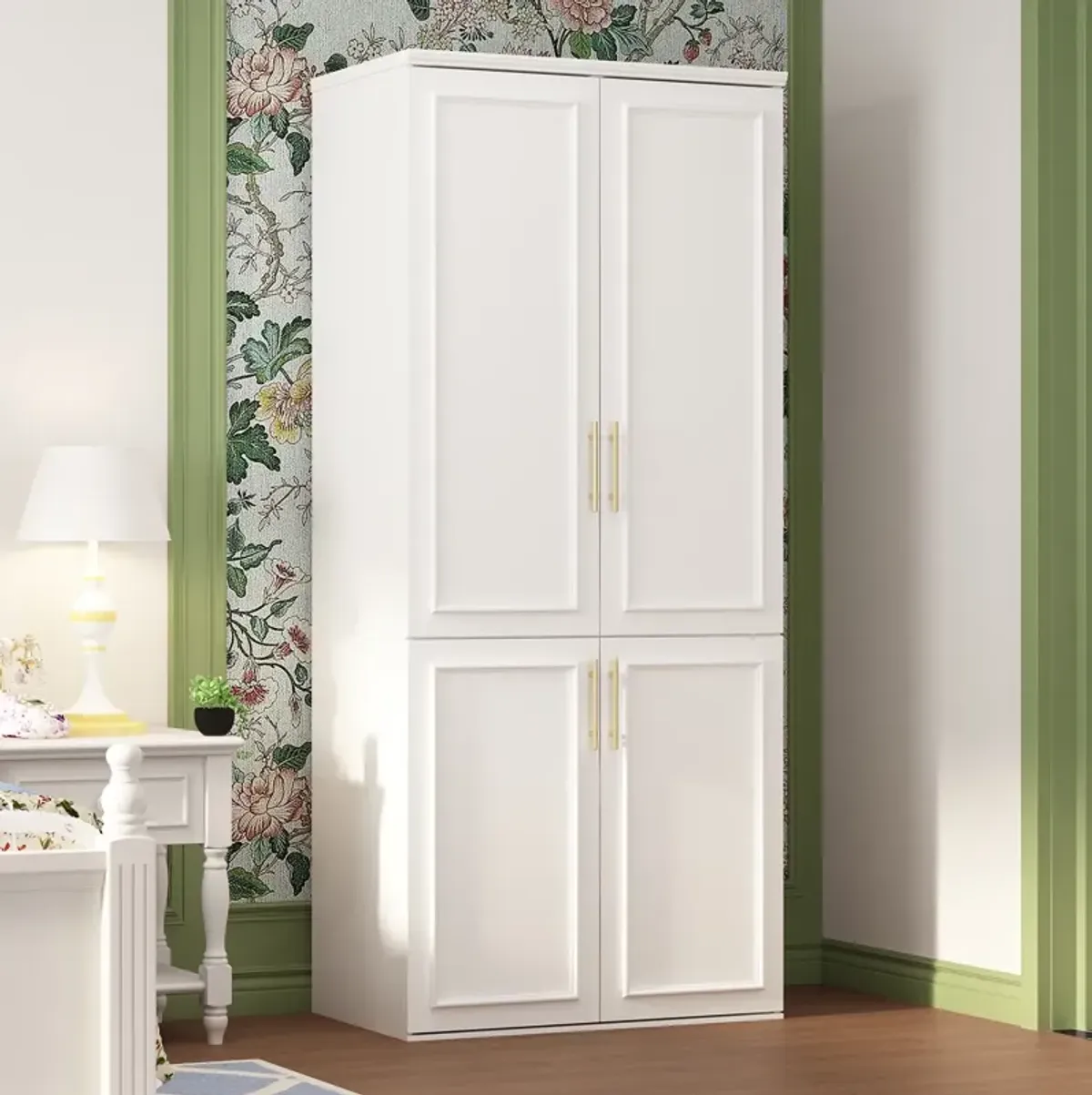 FUFU&GAGA  Armoire with Shelves and Hanging Rods for Bedroom Storage (31.7" W x 19.3" D x 74.8" H)White