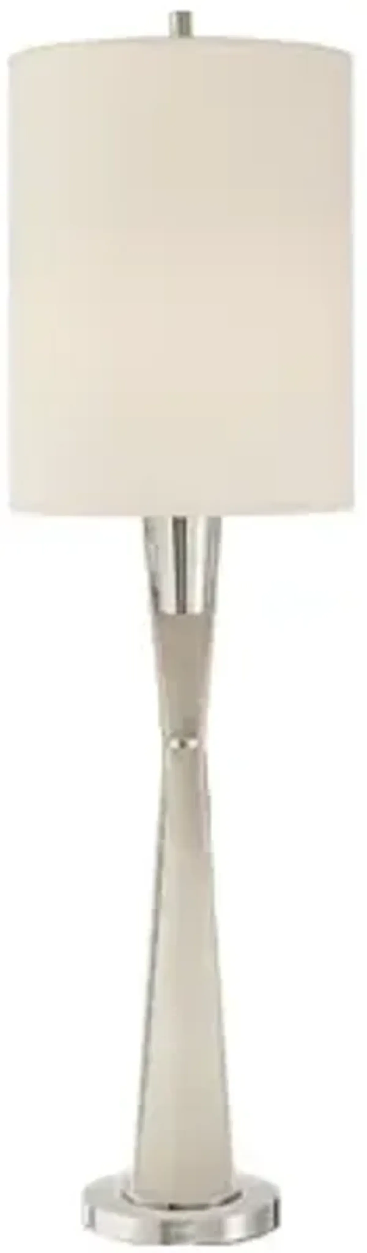 Robinson Tall Buffet Lamp in Polished Nickel and Alabaster with Natural Percale Shade