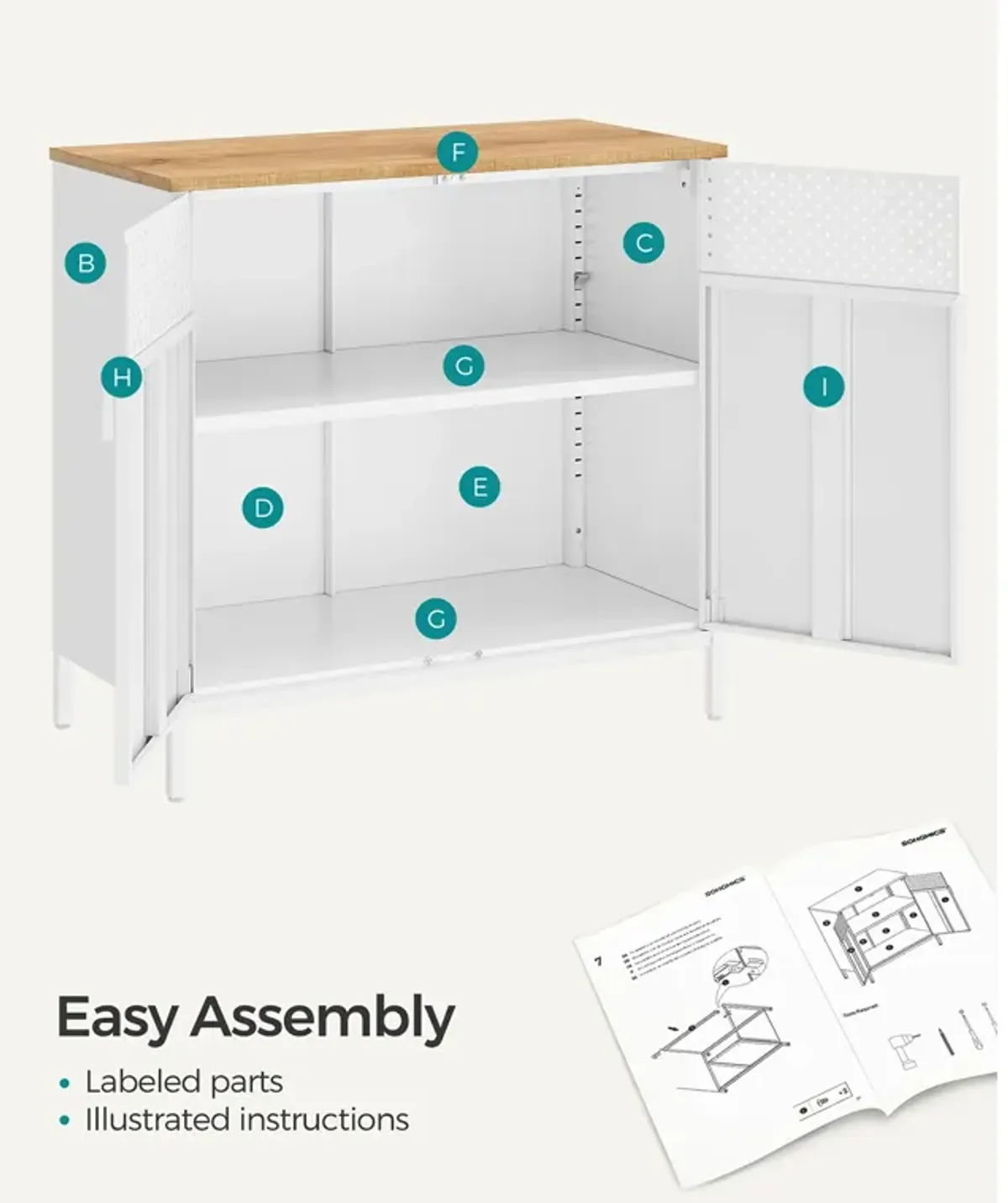 Storage Sideboard - Buffet Table with Adjustable Shelves for Versatile Organization and Stylish Dining