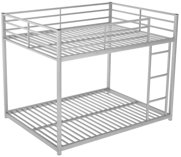 Space-saving Modern Bunk Bed with Built-in Ladder and Safety Guardrai, Silver