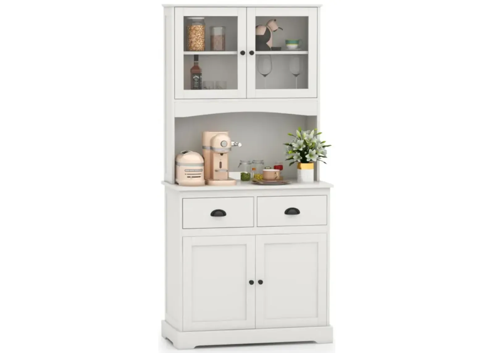 Hivvago Tall Sideboard with 2 Drawers and Adjustable Shelves