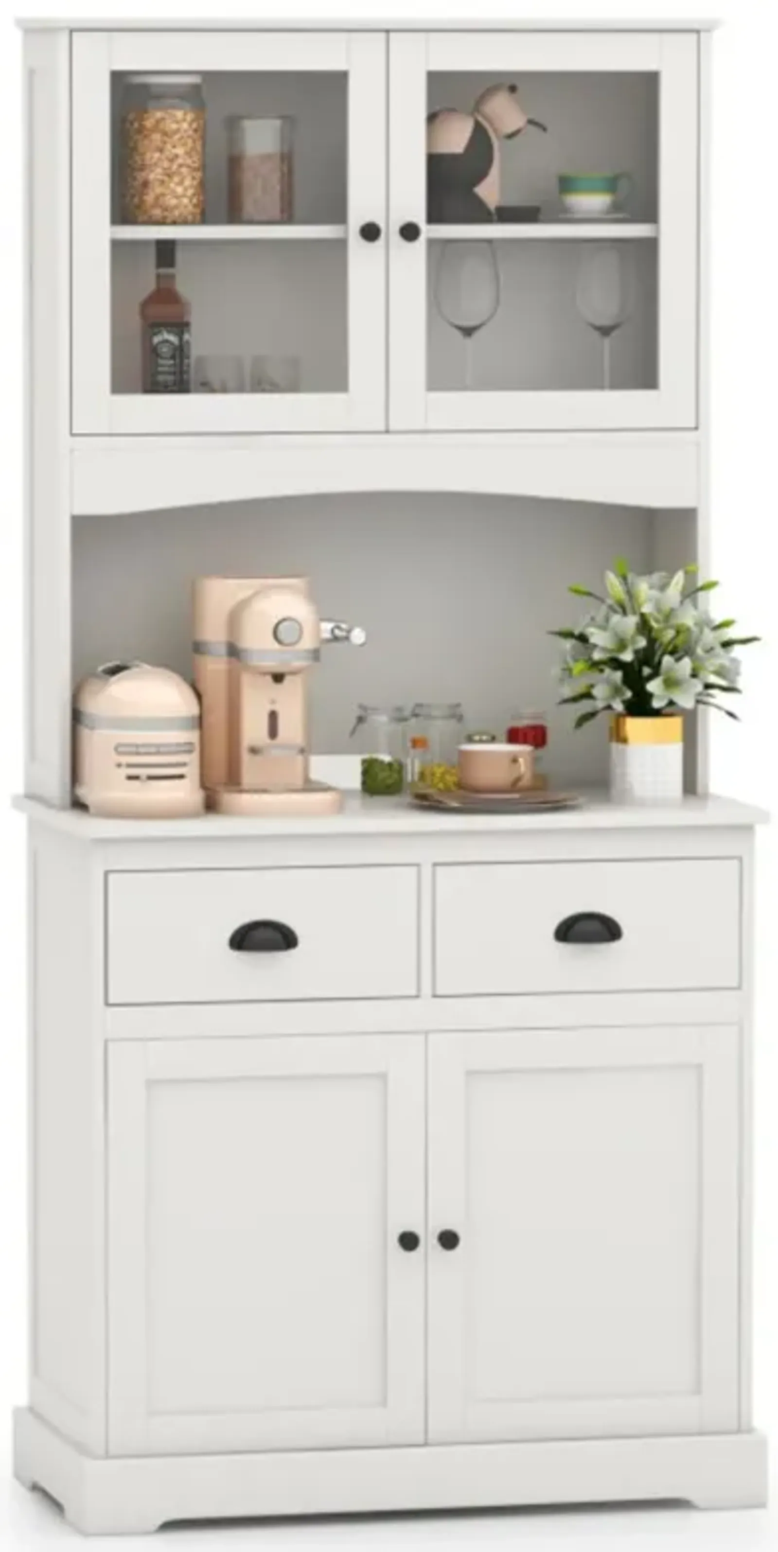 Hivvago Tall Sideboard with 2 Drawers and Adjustable Shelves