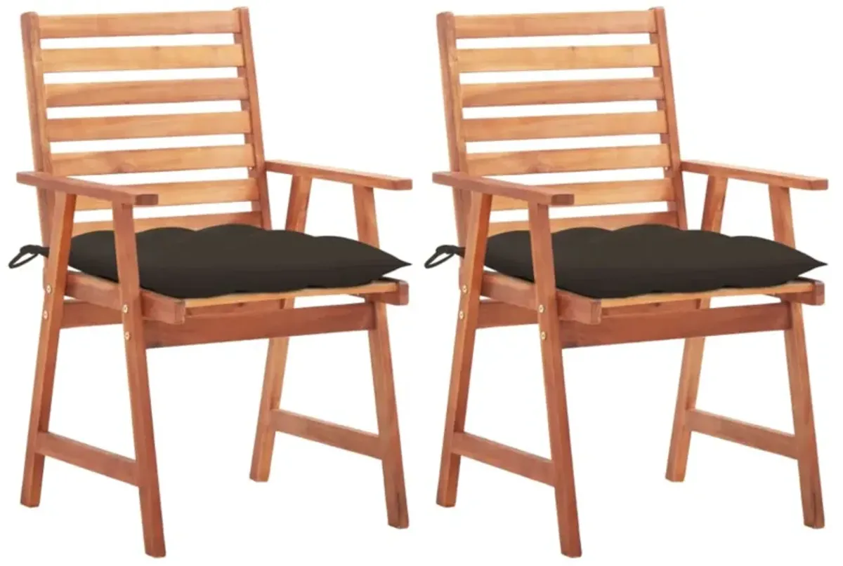 vidaXL Patio Dining Chairs 2 pcs with Cushions Solid Acacia Wood