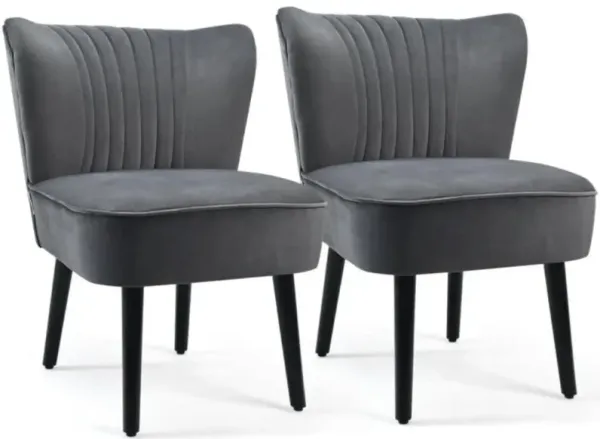 Hivvago Set of 2 Upholstered Modern Leisure Club Chairs with Solid Wood Legs