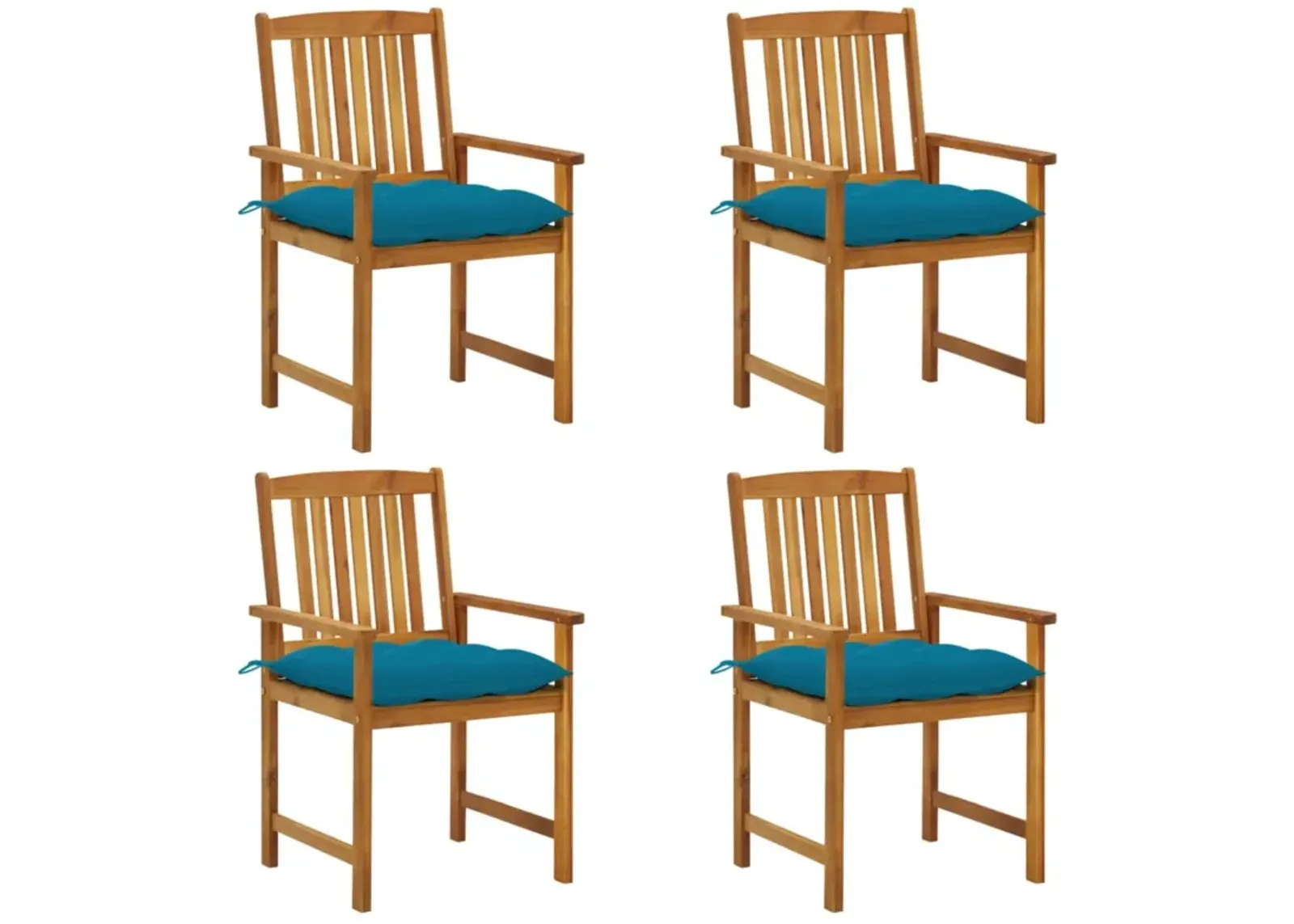 vidaXL Director's Chairs with Cushions 4 pcs Solid Acacia Wood