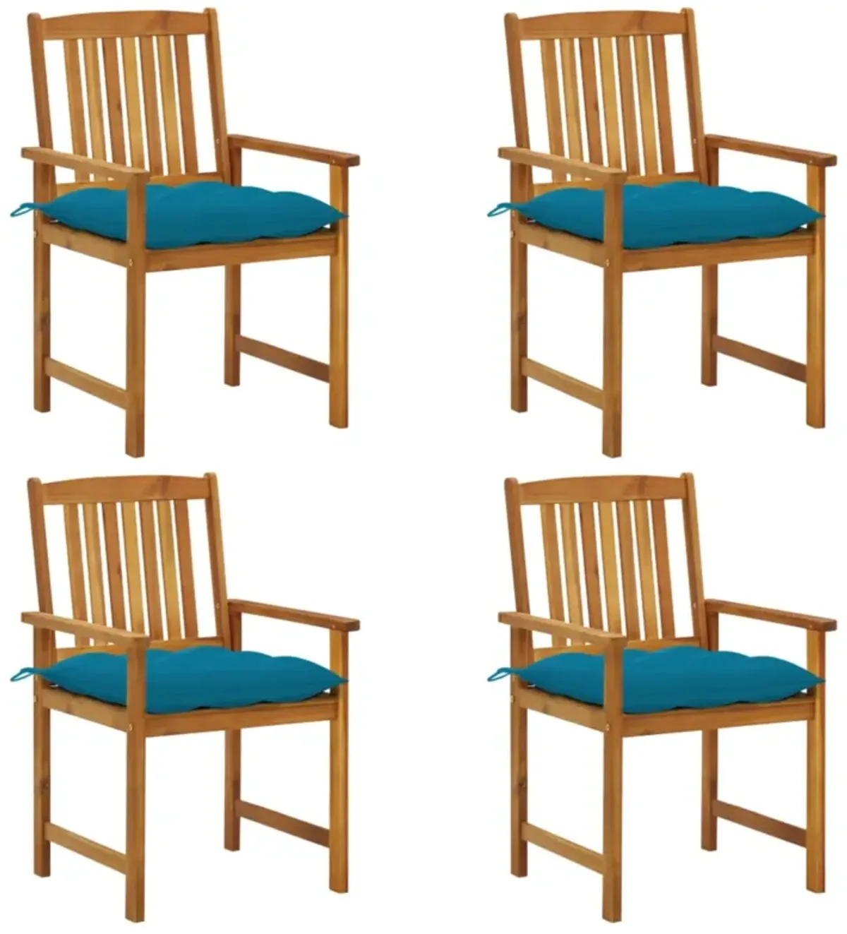 vidaXL Director's Chairs with Cushions 4 pcs Solid Acacia Wood