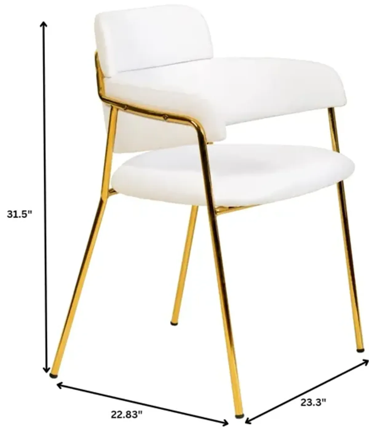 Axis Upholstered Dining Chairs Curved Open-Back & Gold Legs Set of 2 in