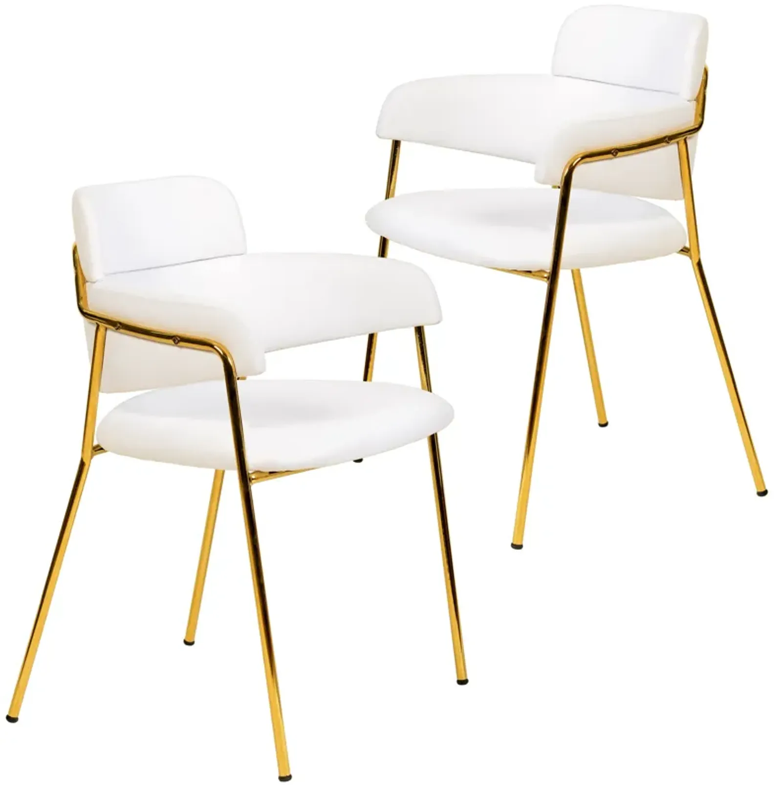 Axis Upholstered Dining Chairs Curved Open-Back & Gold Legs Set of 2 in