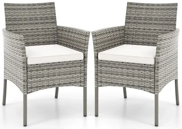 2 Pieces Outdoor PE Rattan Armchairs with Cozy Seat Cushions