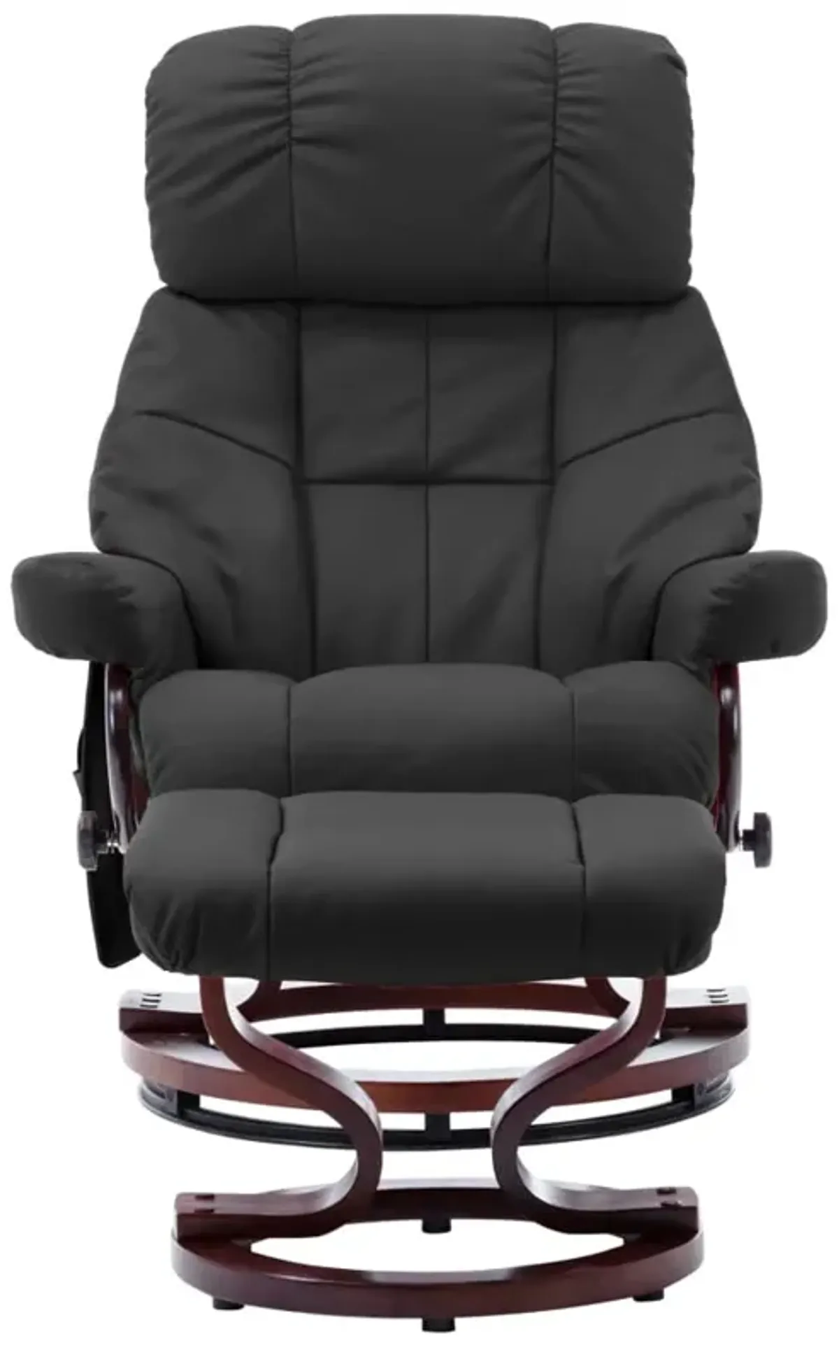 Massage Recliner with Ottoman Gray Faux Leather and Bentwood