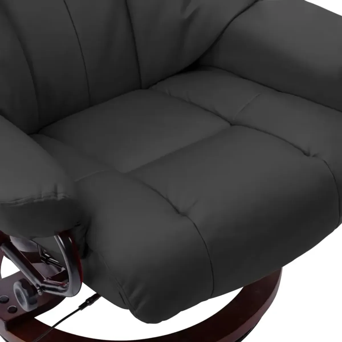 Massage Recliner with Ottoman Gray Faux Leather and Bentwood