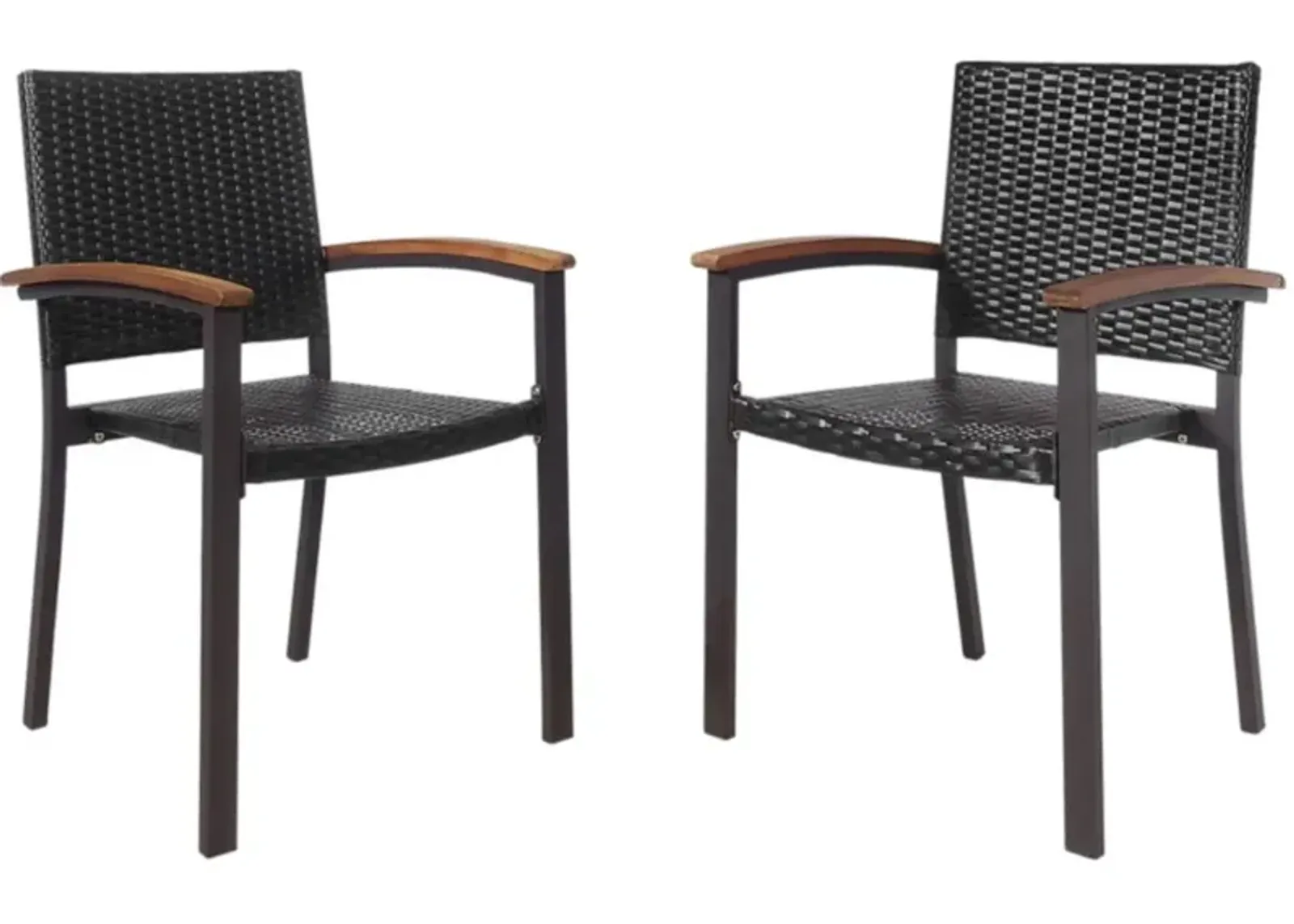 Hivvago Set of 2 Outdoor Patio PE Rattan Dining Chairs