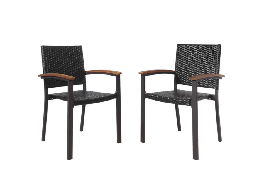 Hivvago Set of 2 Outdoor Patio PE Rattan Dining Chairs