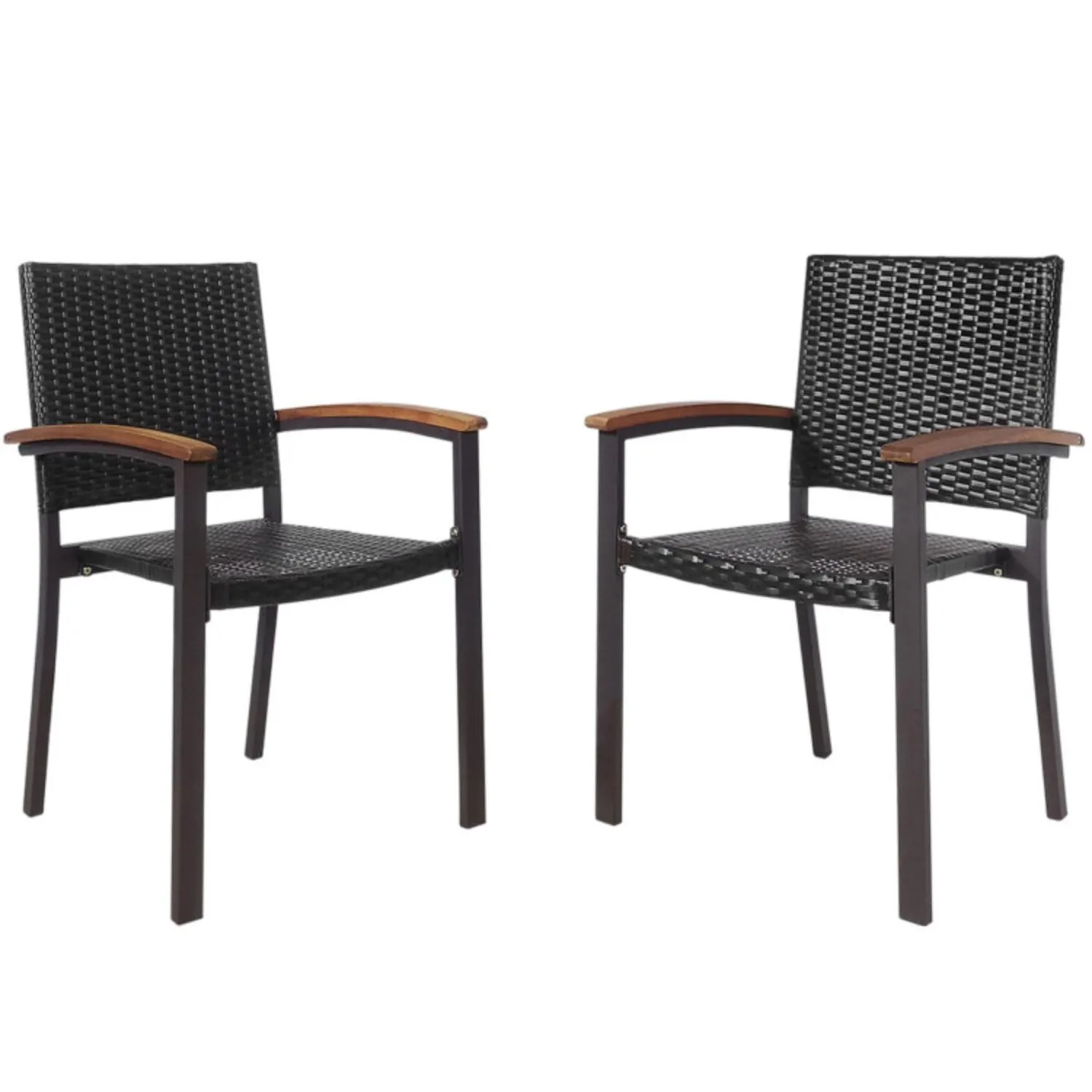 Hivvago Set of 2 Outdoor Patio PE Rattan Dining Chairs