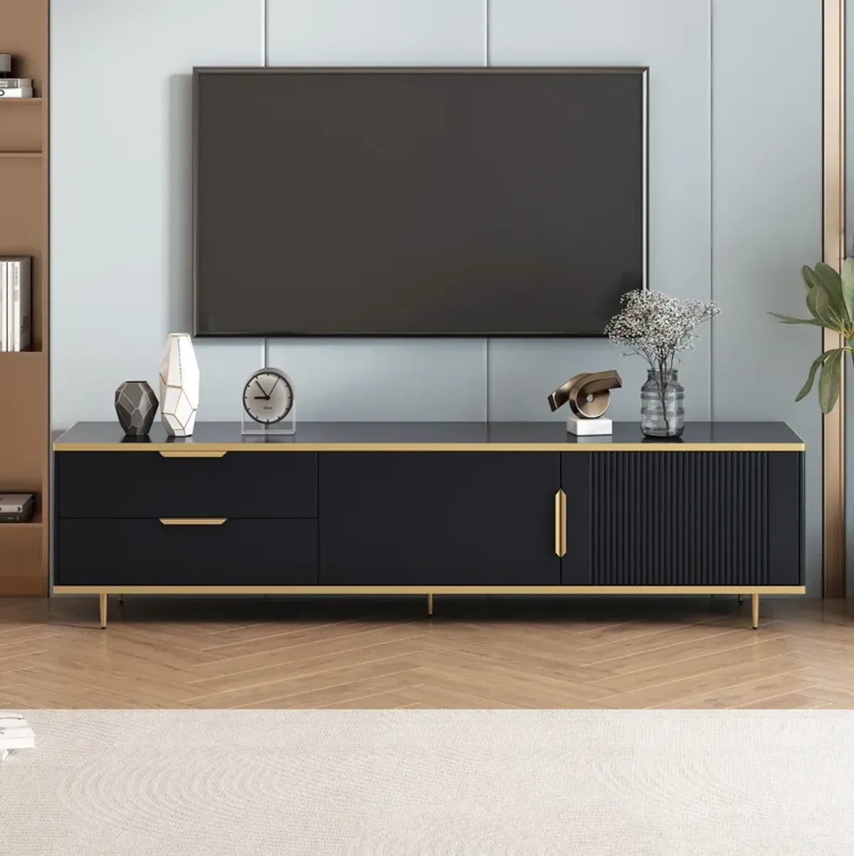 Merax Modern TV Stand with 2 Drawers and 2 Cabinets