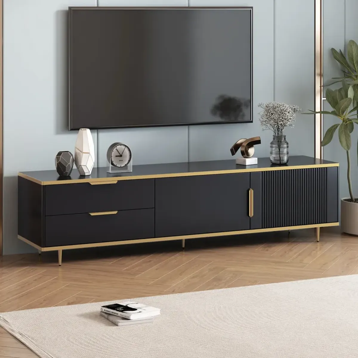 Merax Modern TV Stand with 2 Drawers and 2 Cabinets