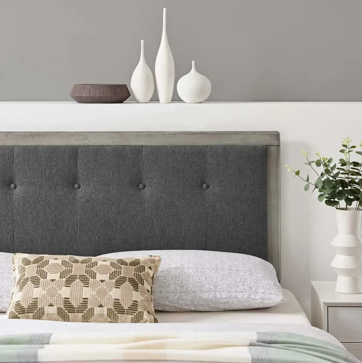 Modway - Draper Tufted Queen Fabric and Wood Headboard