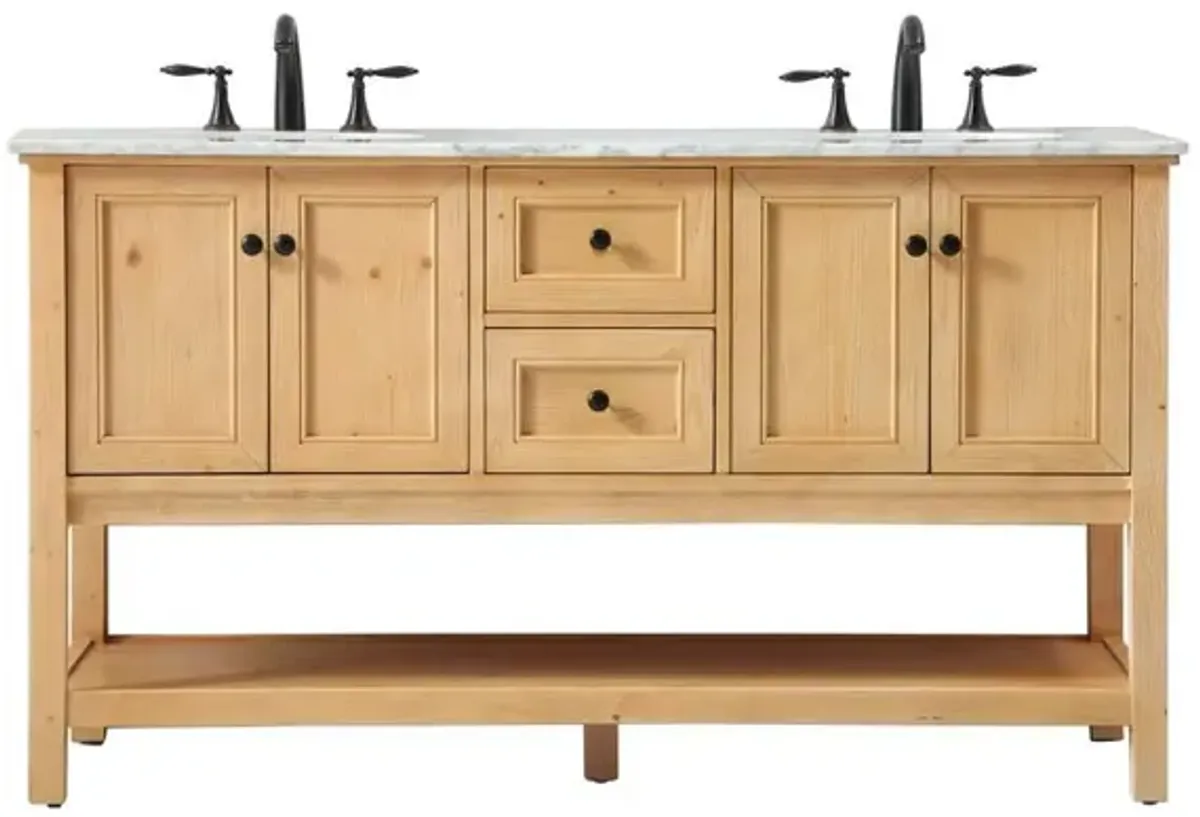 Elegant Kitchen and Bath 60 inch double bathroom vanity in natural wood