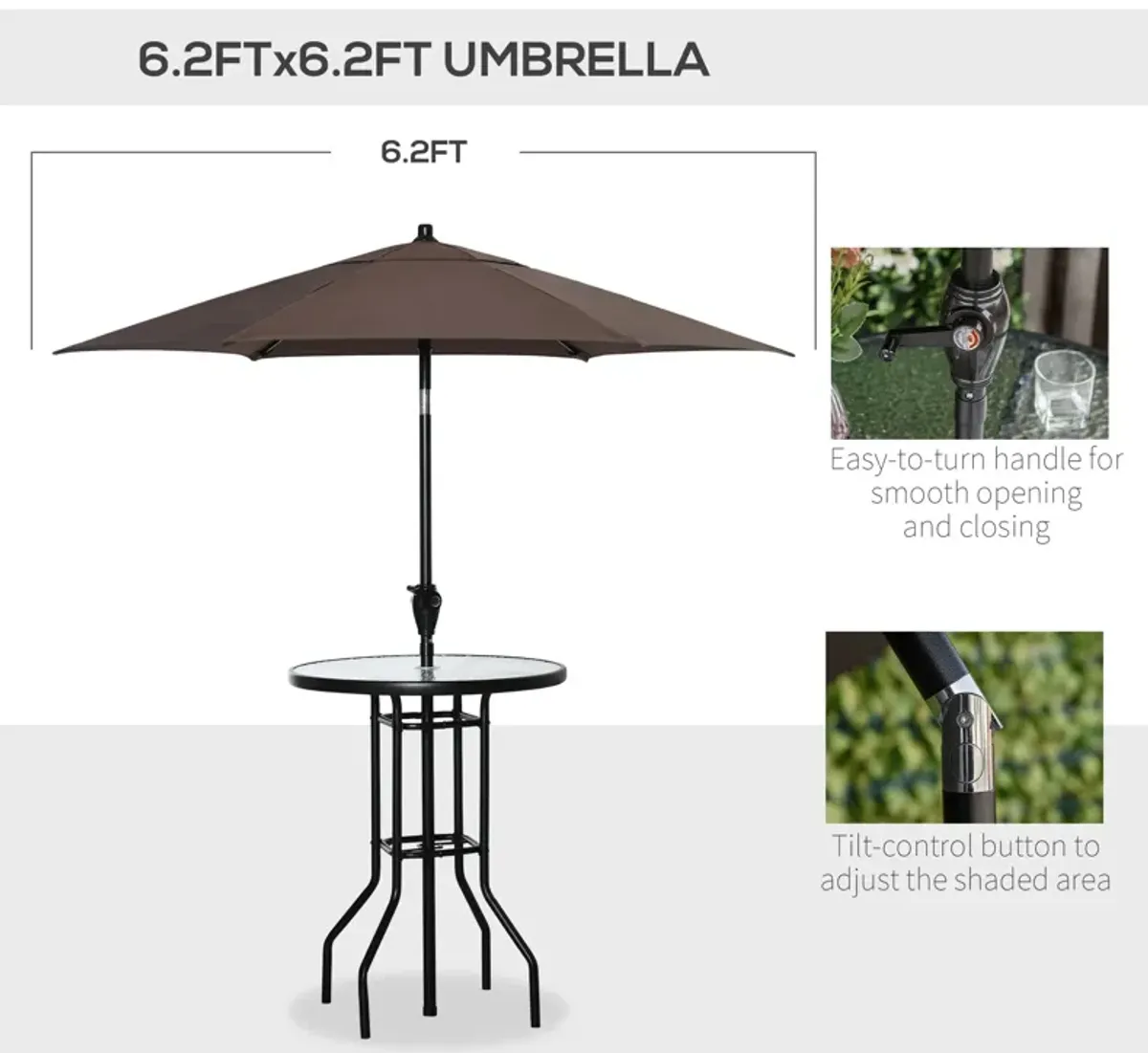 Black Patio Dining: 4-Piece Bar Set with Umbrella and Folding Chairs