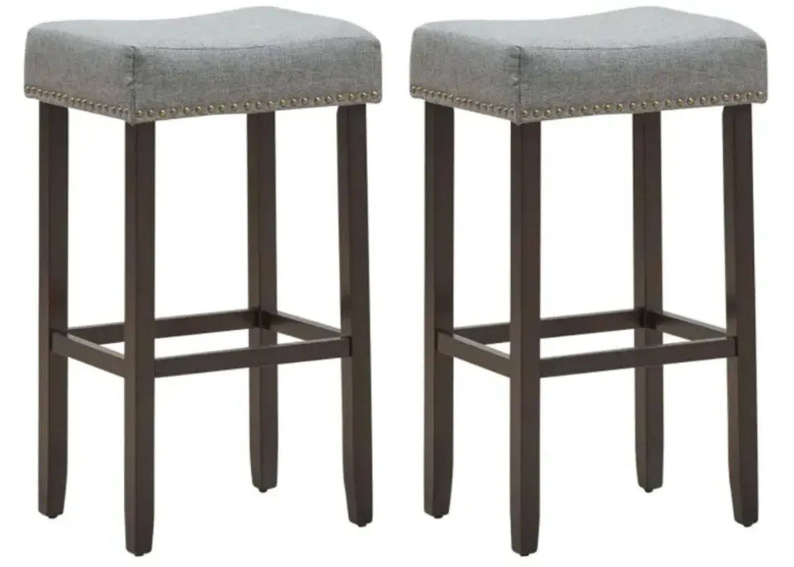 Hivvago Set of 2 Nailhead Saddle Bar Stools 29 Inch Height