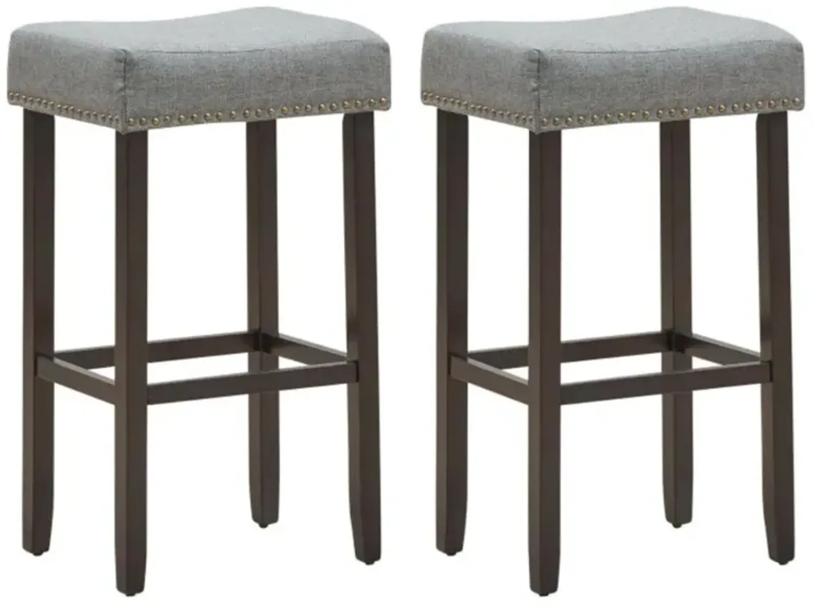 Hivvago Set of 2 Nailhead Saddle Bar Stools 29 Inch Height