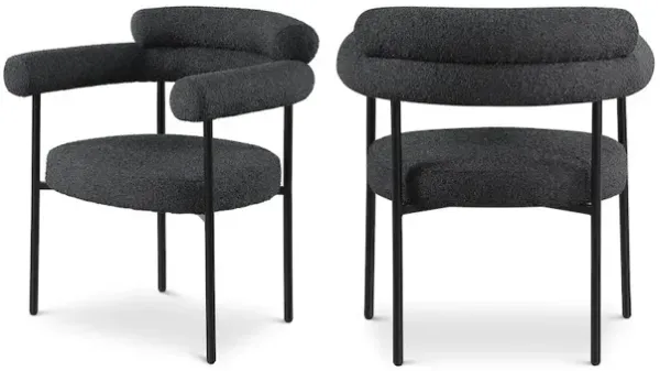 Meridian Furniture Blake Black Boucle Fabric Dining Chair, Set of 2