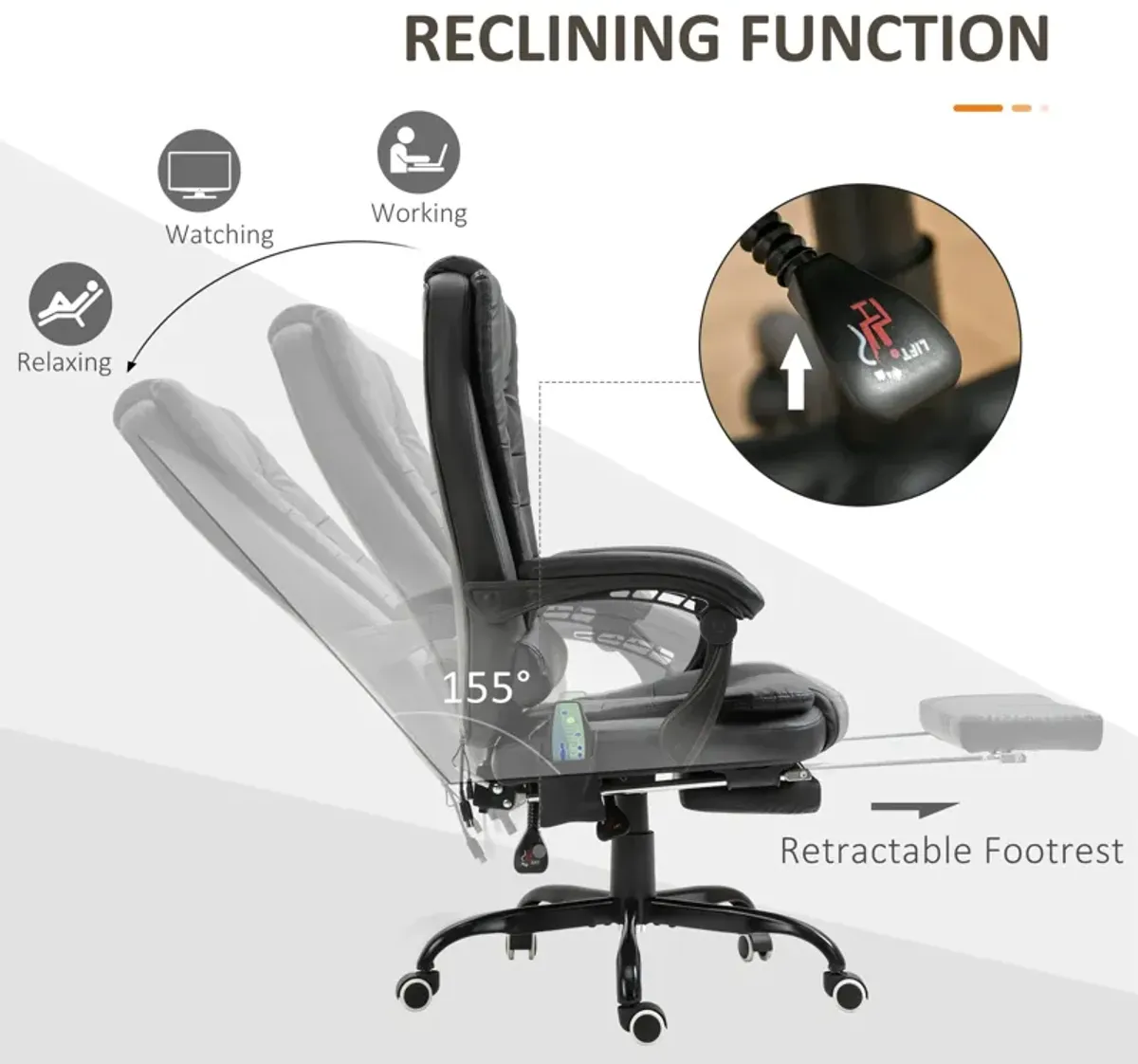 Black Executive Massager: 7-Point Vibrating High Back Office Chair