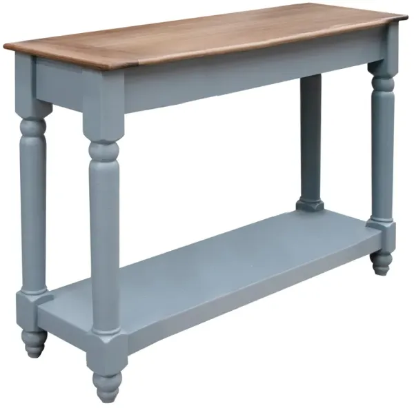 Ify Sofa Console Table, Shelf, Slate Blue, Brown Melina Wood, 49 Inch