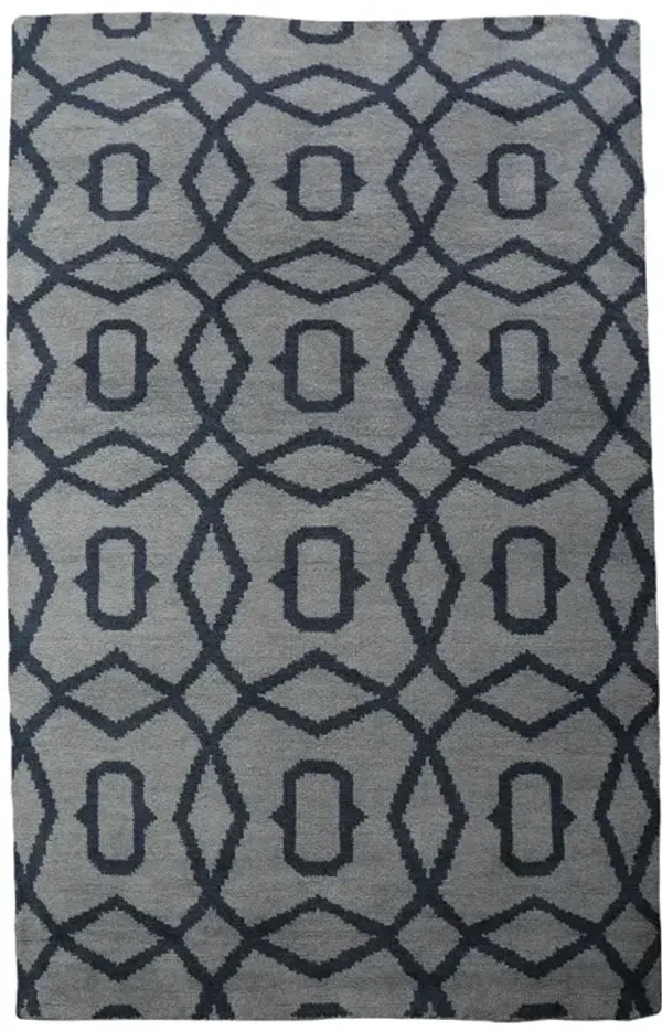 HAND KNOTTED WOOL Geometric AREA RUGS  - 8'x10', Rectangle Shape, Light Blue Blue Color, Geometric Modern, Medium Pile Handmade Area Rugs for Living Room, Bed Room (N00533)