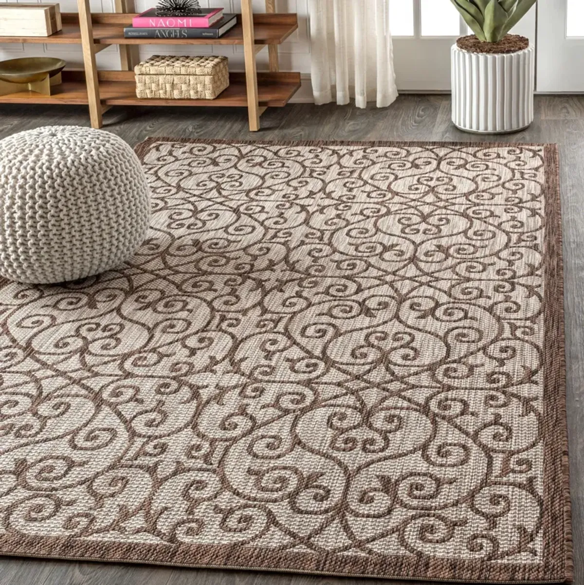 Madrid Vintage Filigree Textured Weave Indoor/Outdoor Area Rug