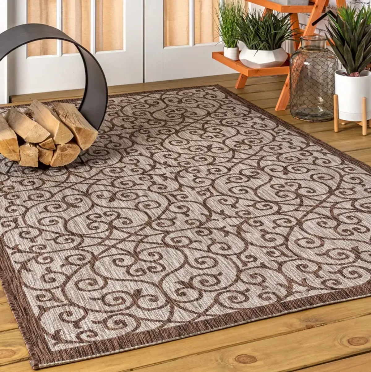 Madrid Vintage Filigree Textured Weave Indoor/Outdoor Area Rug