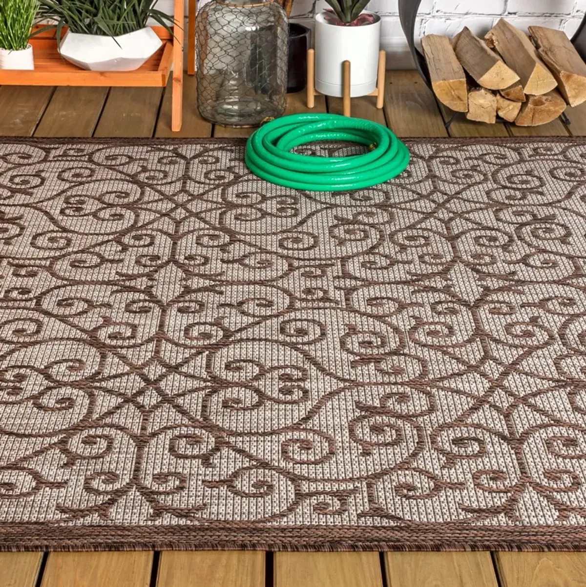 Madrid Vintage Filigree Textured Weave Indoor/Outdoor Area Rug