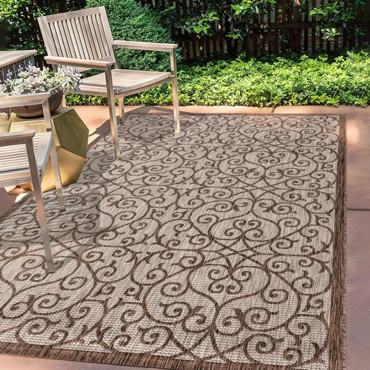 Madrid Vintage Filigree Textured Weave Indoor/Outdoor Area Rug