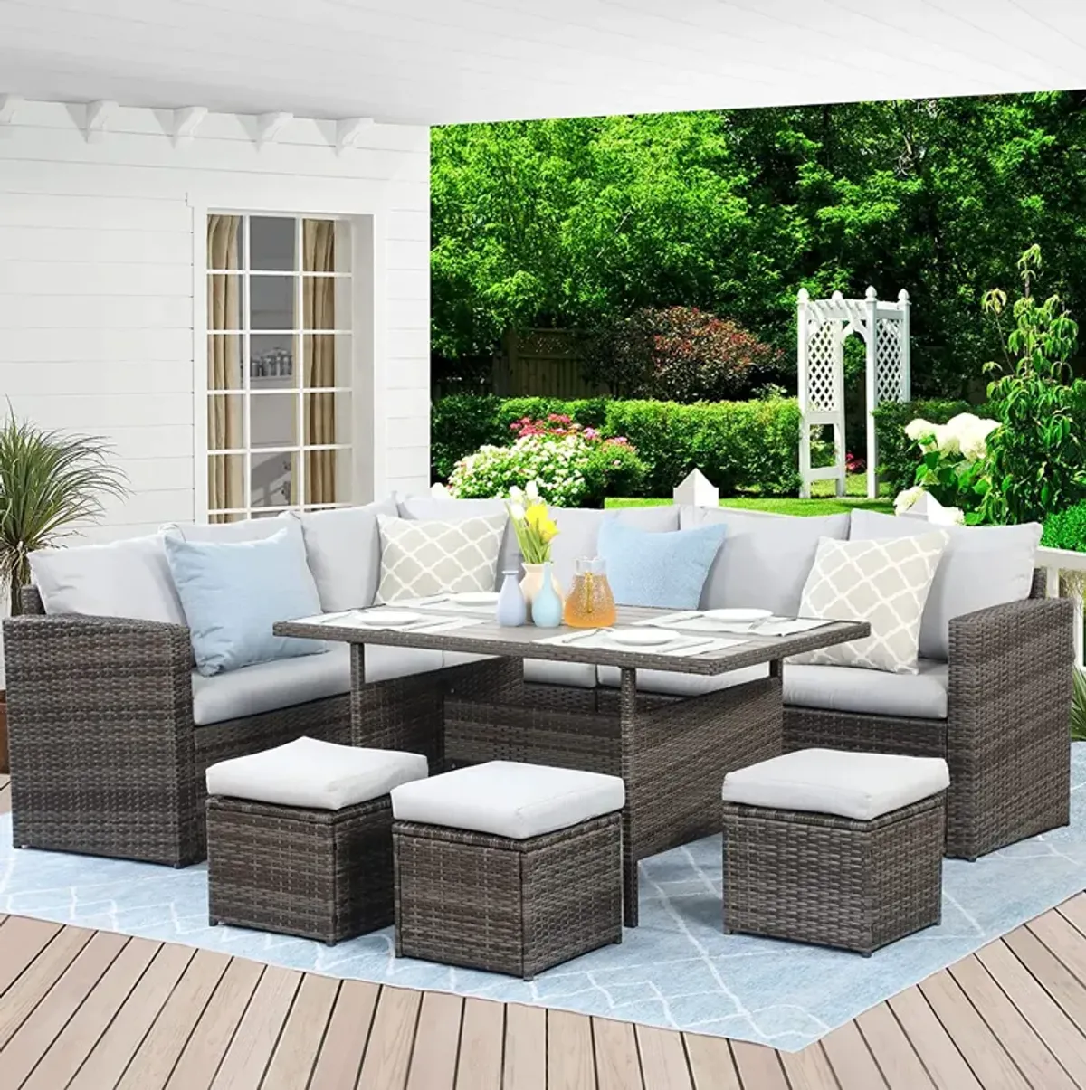 Streamdale 7-Piece Patio Sectional Sofa Set with Cushions