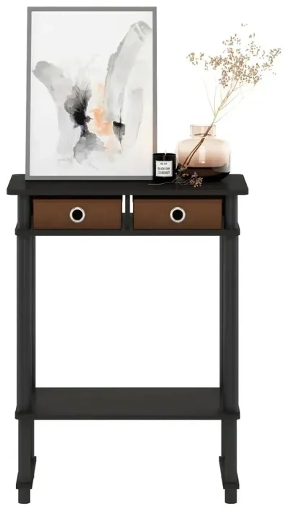 Furinno Turn-N-Tube Tall-Wide Hallway Console Table with Bin, Espresso/Brown