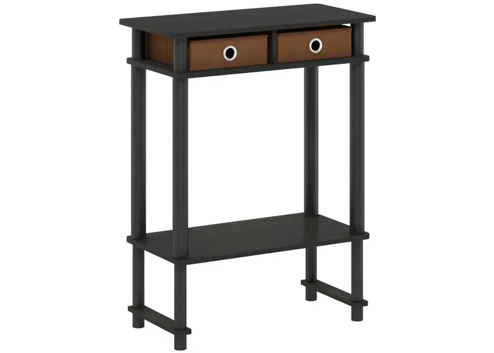 Furinno Turn-N-Tube Tall-Wide Hallway Console Table with Bin, Espresso/Brown