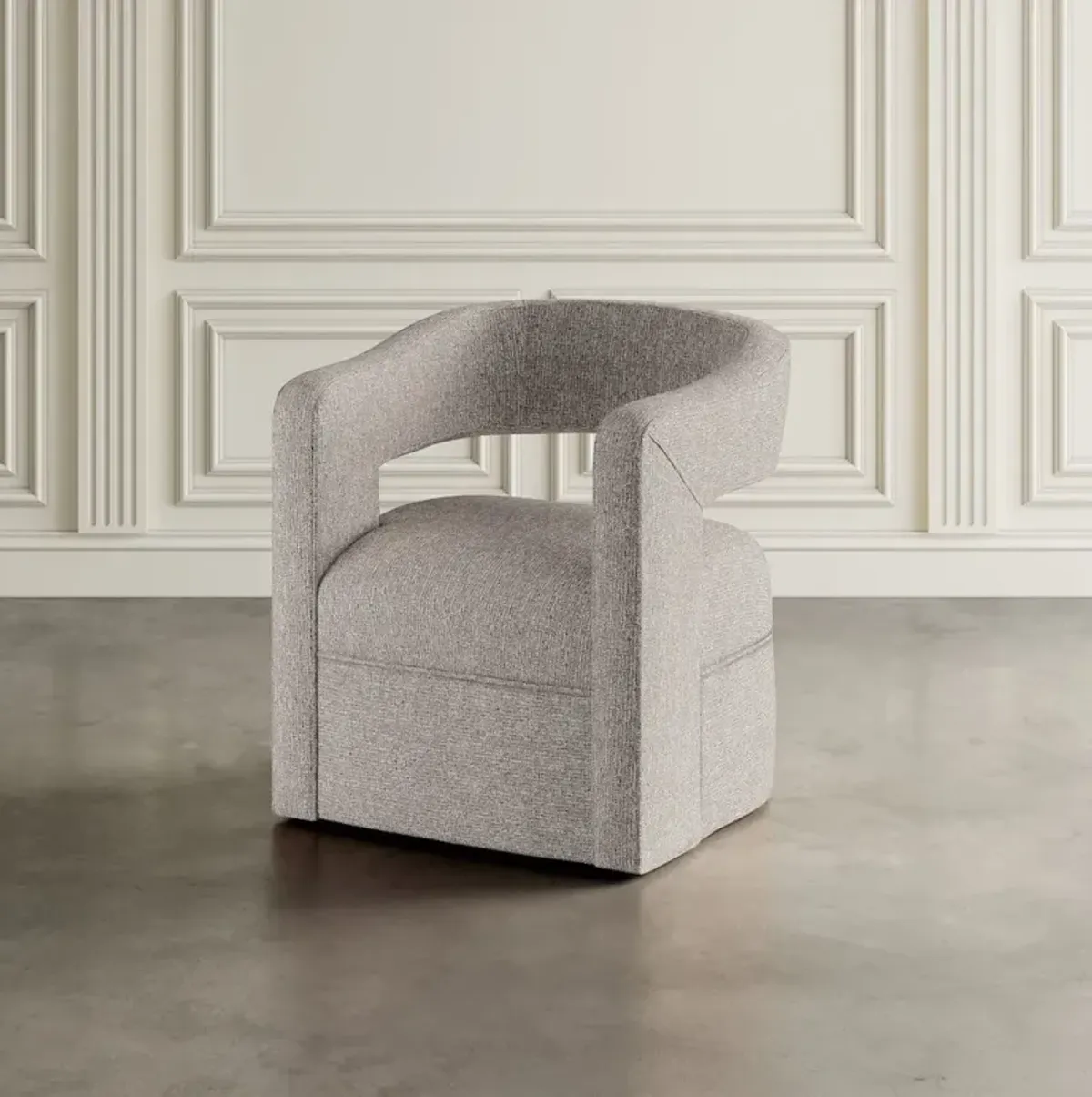 Jofran Lexy Modern Sculpted Curved Upholstered Swivel Accent Chair