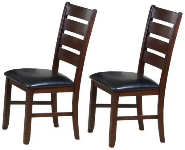 Set of Two Faux Leather Upholstered Slat Back Dining Side Chairs for Stylish Spaces