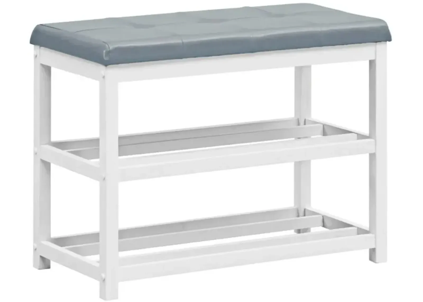 Hivvago 2-Tier Wooden Shoe Rack Bench with Padded Seat